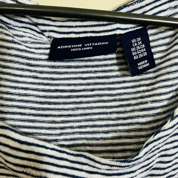 Adrienne Vittadini Striped 100% Linen Blouse SZ 3x - Picture 2 of 6